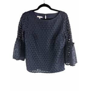 RSVP by Talbots Navy Eyelet Blouse- Size SP